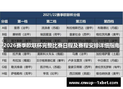 2026赛季欧联杯完整比赛日程及赛程安排详细指南 2026赛季欧联杯完整比赛日程及赛程安排详细指南